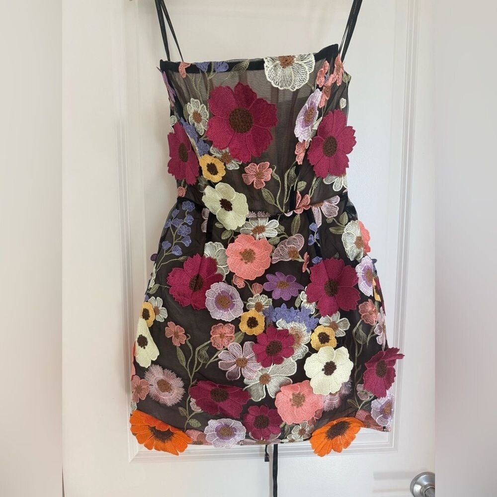 NWOT BRONX AND BANCO Bouquet Maraya Mini Dress in Black Multi, szie L - Picture 4 of 16